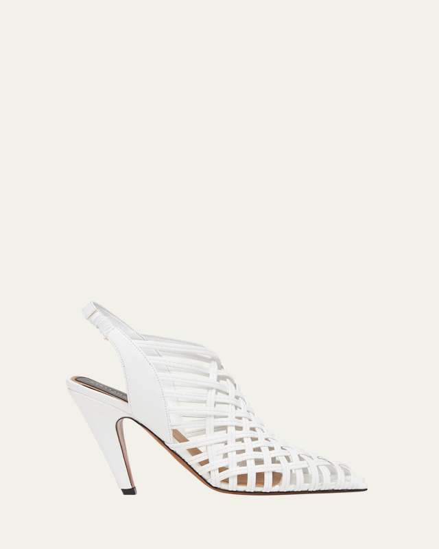 Spure Woven Slingback Peep-Toe Pumps